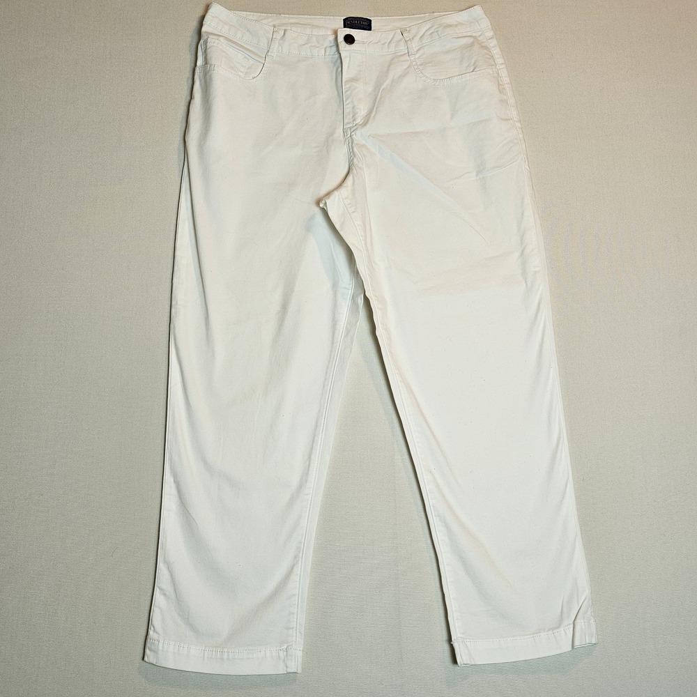Pendleton White Straight Leg Pants 14P Petite Cotton‎ Stretch Classic Fit